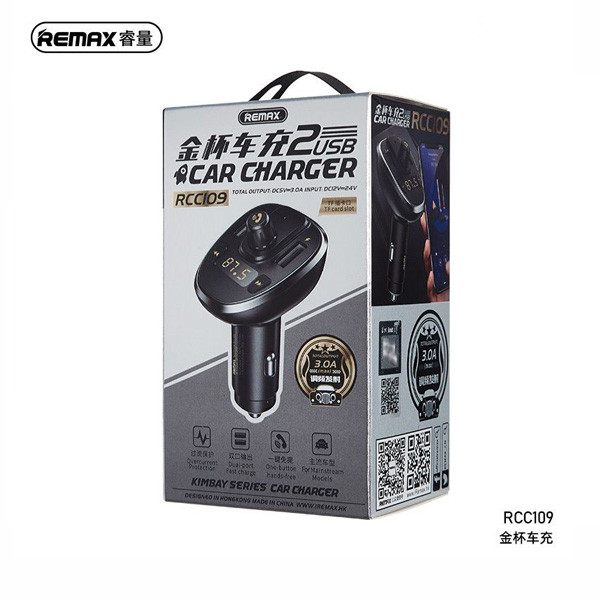 Remax Car Charger Dual USB + Bluetooth Connector Model No. RCC109