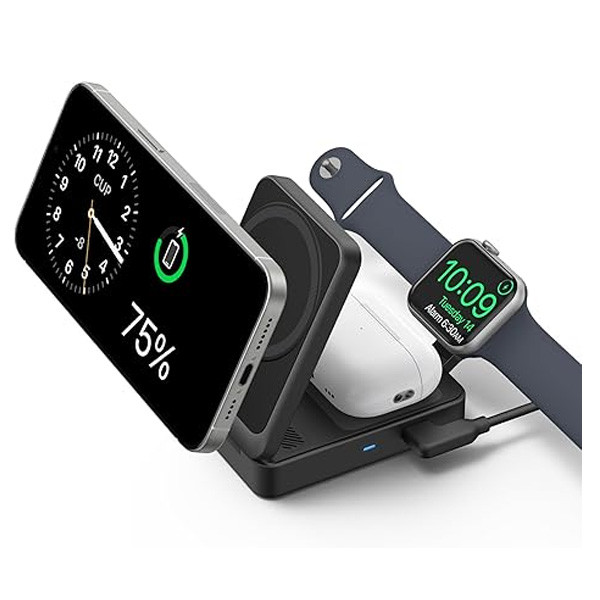 Anker MagGo 15W 3in1 Charging Station Qi2 Certified Wireless Charger, Black Color, Model No. B2557211