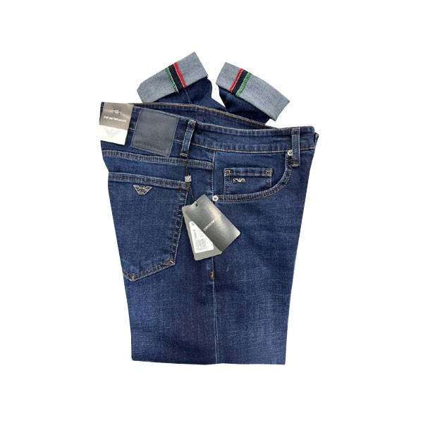 Emporio Armani Dark Blue Washed Out Color Jean Straight Line with Turned Patties for Men Model No. 20.26/1