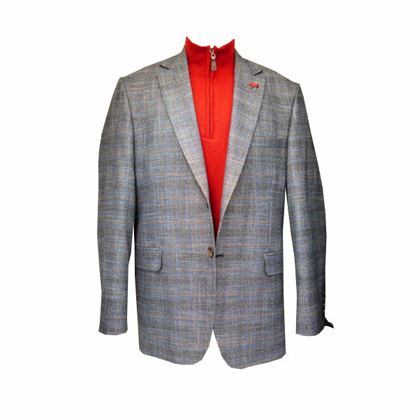 Seyis Sport Gray Color Suit Jacket with Vertical Brown & Blue Horizontal Stripes - for Men