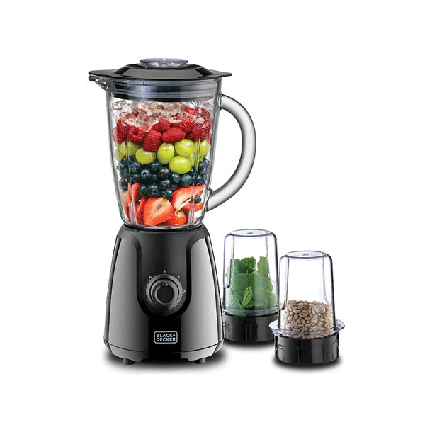 Black+Decker Blender with Glass Jar & 2 Grinding Mill, 400W, Black Color, Model No. BX440G-B5