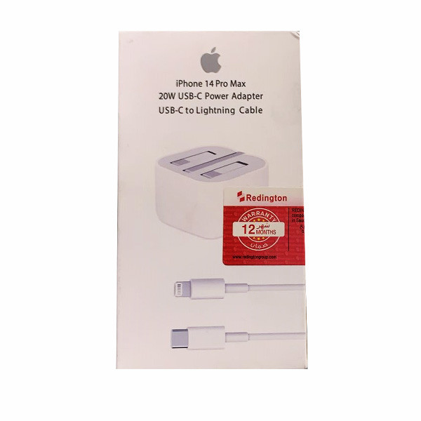 Apple 20W USB-C Power Adapter Fast Charger, Type-C to Lightning Cable for iPhone 14Pro Max (from Redington)