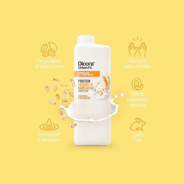 Dicora Urban Fit Yogurt and Oats Bath Shower Gel, 25.4 fl oz, 750ml