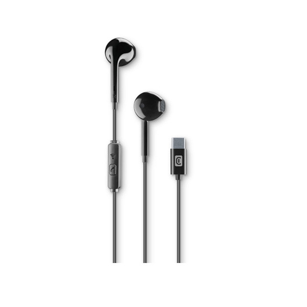 Cellularline Earphone Wired In-Ear Calls/Music USB Type-C, MIC Capsule, Black Color, Model No. AUCAPSULETYPECK