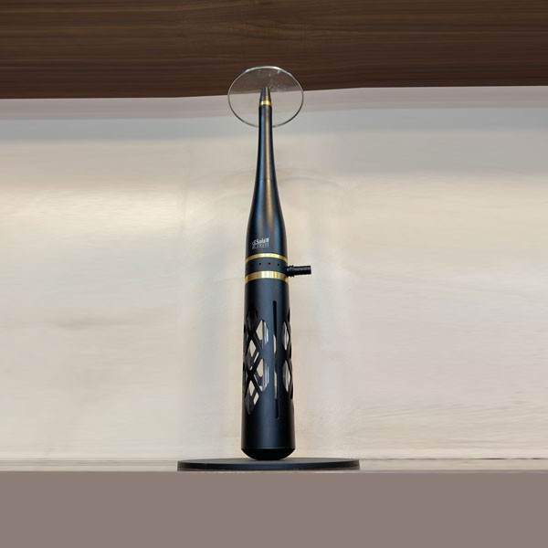 Al Amasi Single Hose Black Baseball Stick Style Hookah, with Transparent Glass Round Top Tray