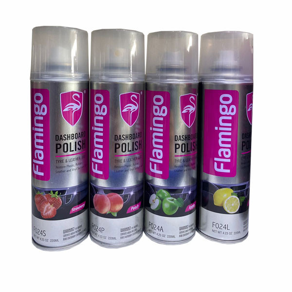 Flamingo Dashboard Polish Tyre & Leather Wax in 4 Smells (Peach, Strawberry, Lemon, Apple), 220ml