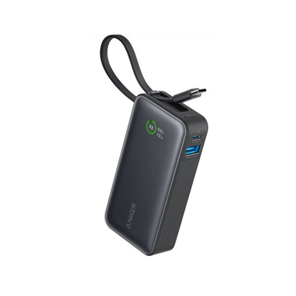 Anker Nano Power Bank USB + Type-C 30W 10000mAh Built-In Type-C Cable, Black Color, Model No. A1259H11