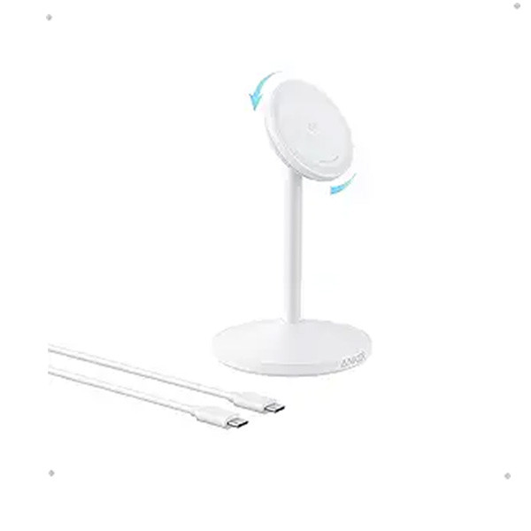 Anker MagGo Wireless Charger Single Stand 15W Qi2, White Color, Model No. A25X1H21