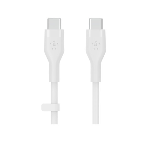 Belkin BoostCharge Flex Silicone USB-C to USB-C Cable Cable, 60W, 1m, White Color, Model No. CAB009bt1MWH