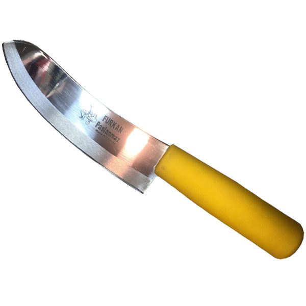 Furkan Stainless Steel Professional Knife with Yellow Plastic Silicone Handle