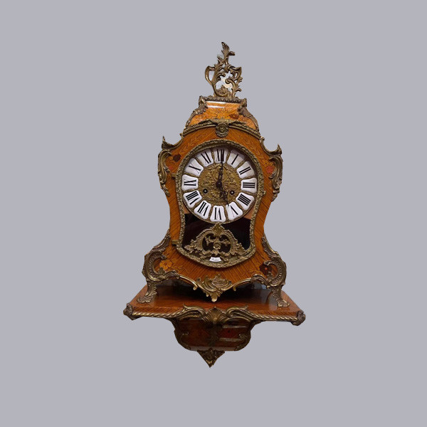 Collectible Bronze & Wooden Wall Clock with Bronze Reliefs