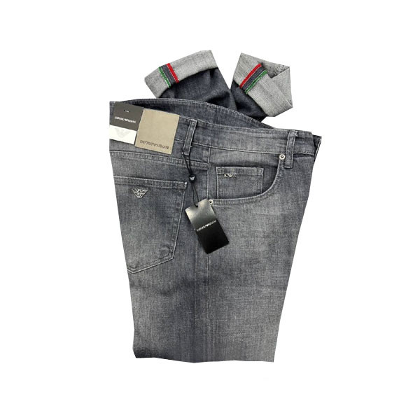 Emporio Armani Gray Washed Out Color Jean Straight Line with Turned Patties for Men Model No. 20.26/GRi