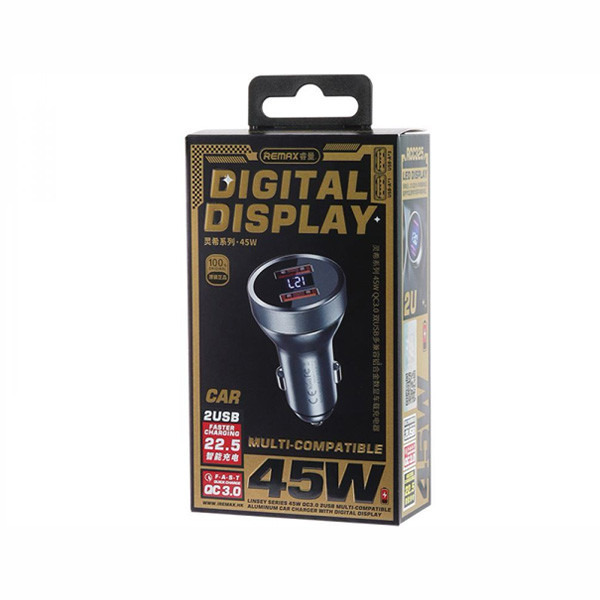 Remax Car Charger Linsey Series Dual USB Fast Charger 45W Model No. RCC325
