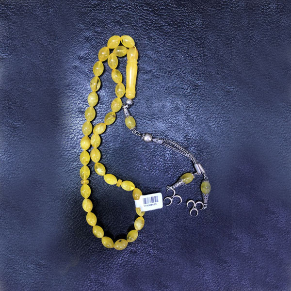 Hand Made Amber Rosary Bologna Electrolyte (15gr) with Silver & Amber Beads & Ornaments Finishing