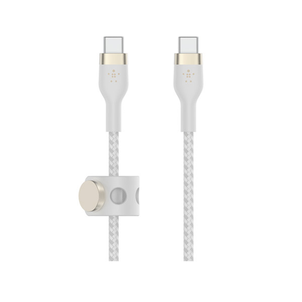 Belkin BoostCharge Pro Flex USB-C to USB-C Braided Silicone Cable, 1m, White Color, Model No. CAB011bt1MWH