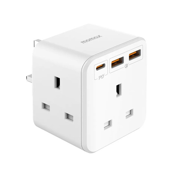 Momax One Plug 3-Outlet Cube Extension Socket With USB Model No. US8UKW
