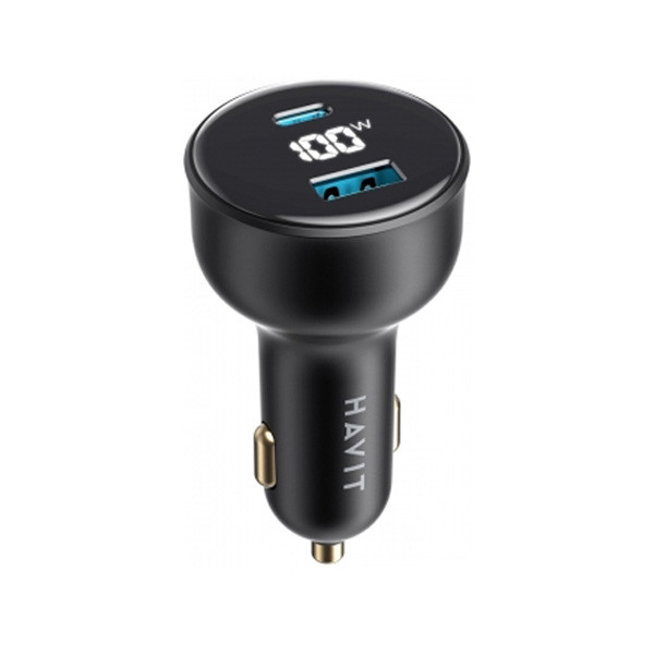 Havit 100W Car Charger with LED Display, Black Color, Model No. CC100W