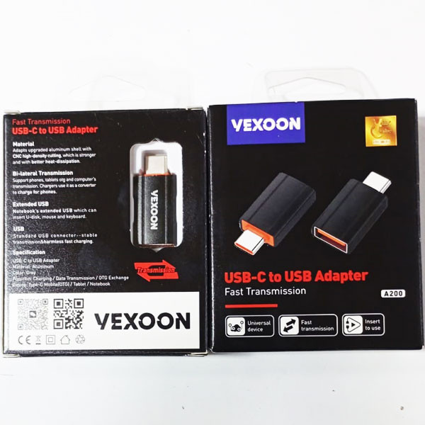 Vexoon USB-C to USB Adapter, Black Color, Model No. A200