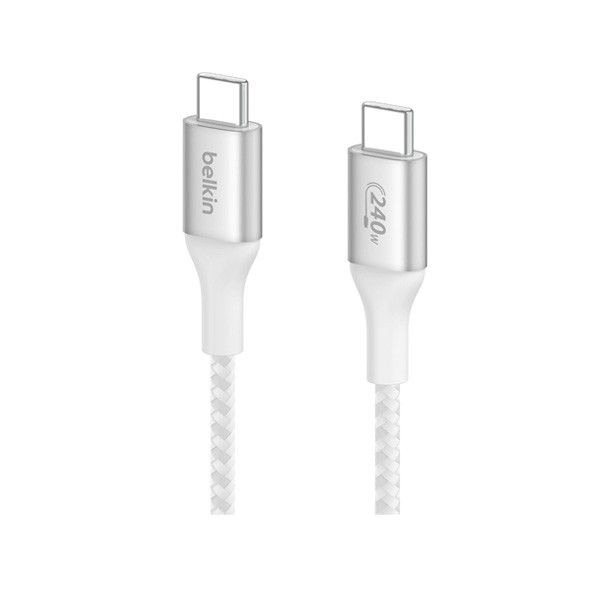 Belkin BoostCharge Braided USB-C to USB-C Cable 240W 2m, White Color, Model No. CAB015bt2MWH