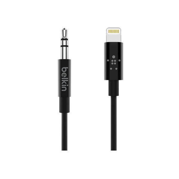 Belkin 3.5 mm Audio Cable With Lightning Connector, 3ft, Black Color, Model No. AV10172bt03-BLK