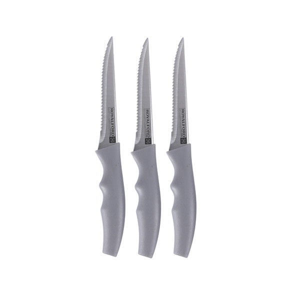 Royalford Knife-21 3Pc SteakKnife Set/Teeth Blade/Green1X36, Model No. RF9947