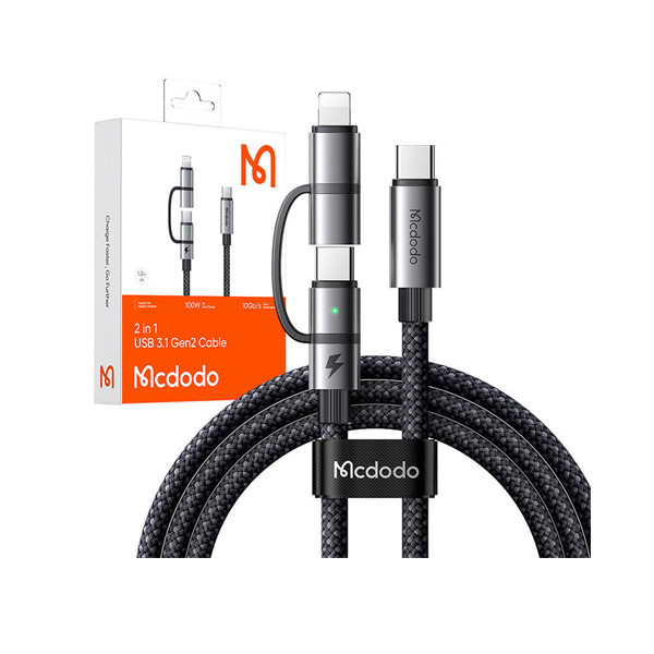 Mcdodo 2in1 USB 3  Cable  USB-C to USB-C+LTG 1.2m Model No. CA-0450