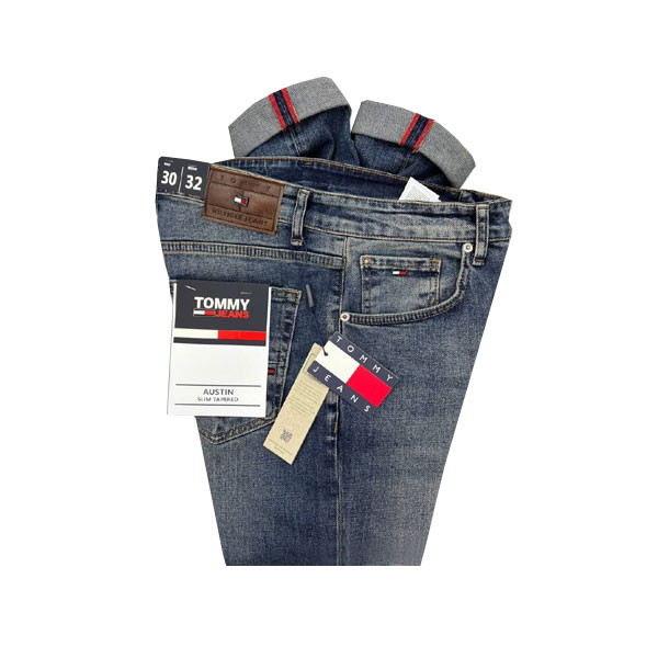 Tommy Hilfiger Blue Washed Out Color Jean Straight Line with Turned Patties for Men Model No. 99.78/3