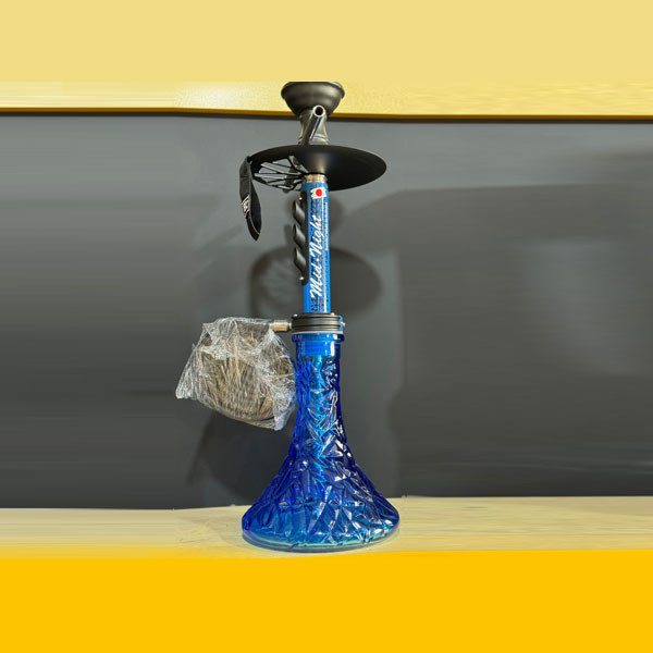 El Bomber Mid Night (Thematic) Hookah, Blue/Red Color Body & Glass Base (Crystal Type)