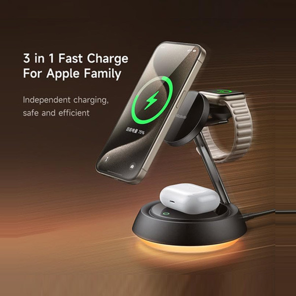 Mcdodo MDD 3in1 Wireless Charger, Black Color, Model No. CH-4952