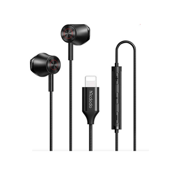 Mcdodo LTG Stereo Wired Earphone for iPhone, Black Color, Model No. HP-4080