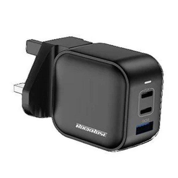 Rockrose PowerCube III Travel Charger, 65 Watt, 3 Port, Black Color, Model No. RRTC07