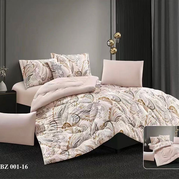 Andac Bedding Bed Set of 7 pieces Beige-Brown Color Decorated with Various Designs, Model No. BZ 001-16