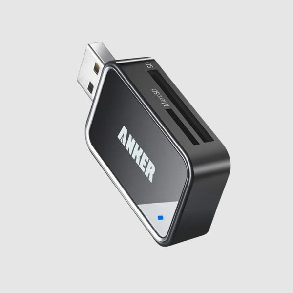 Anker 2in1 USB 3.0 Portable Card Reader, Black Color, Model No. A7612012
