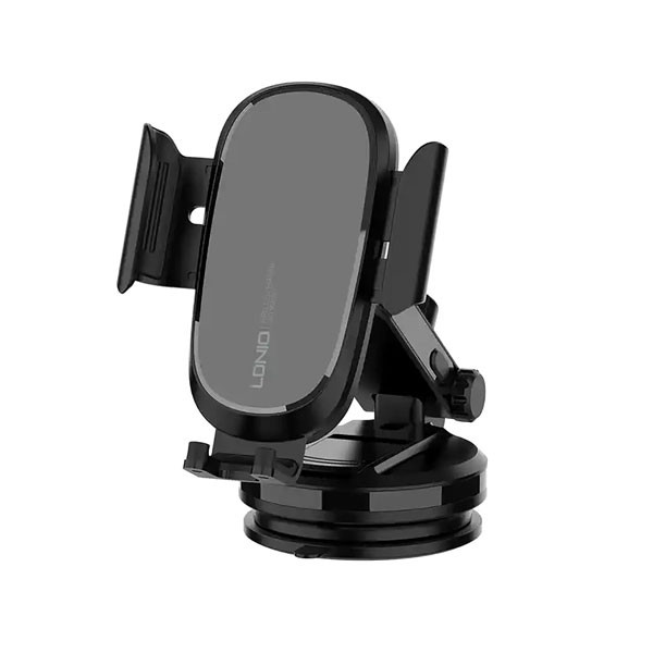 Ldnio 15W Fast Charge Auto Clamping Wireless Car Charger - Phone Holder, Black Color, Model No. MW21-1