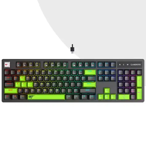 Havit RGB Wired Black & Green (Blue Switch) Mechanical Gaming Keyboard Model No. KB893L