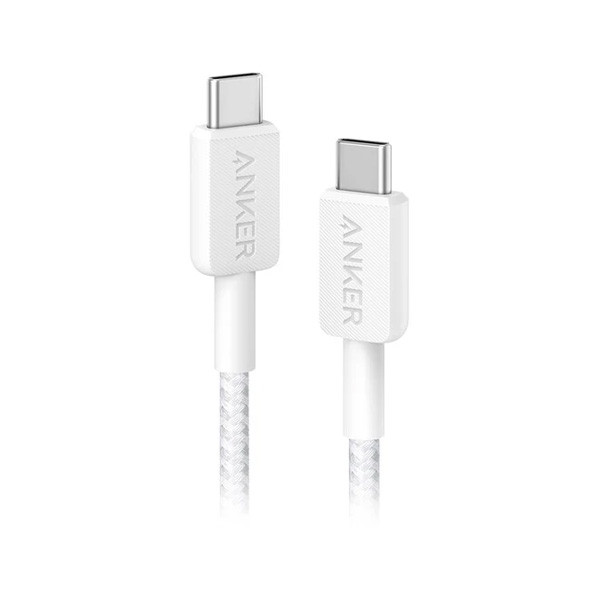 Anker 322 USB-C to USB-C Cable 3ft Braided, White Color