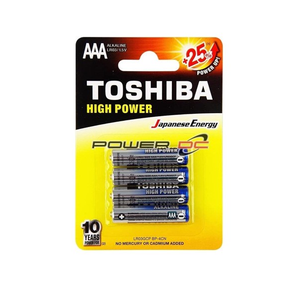 Toshiba AAA LR03 High Power Alkaline Battery, 4pcs