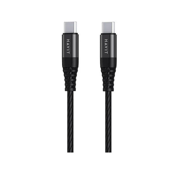 Havit Flash Charging Type-C to Type-C  Cable 1.2m, Black Color, Model No. CB6010