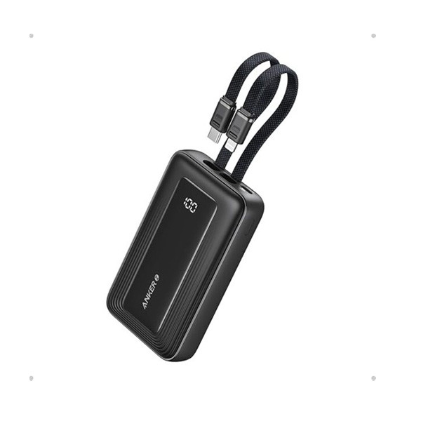 Anker Power Bank 10K 30W Built-In USB-C Cable, Black Color, Model No. A1688H11