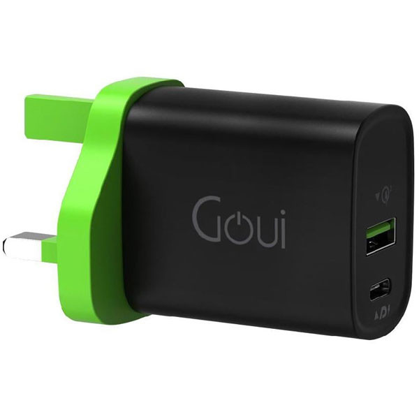 Goui Mini 20 Plus PD 2 Port Wall Travel Charger 20W, Black Color