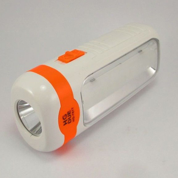 OEM Portable High Brightness Rechargeable LED Flashlight with Emergency Light Camping Hiking Lantern Model No. HG-7677