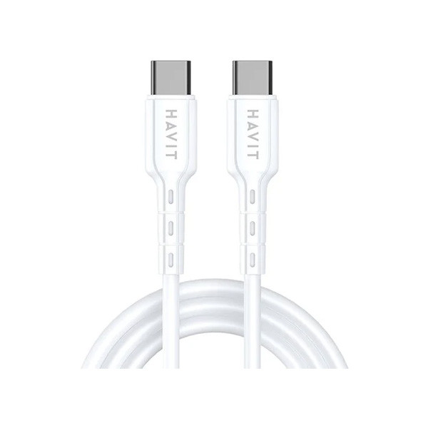 Havit USB-C to USB-C 60W Fast Charging Cable 1m, White Color, Model No. CB6235