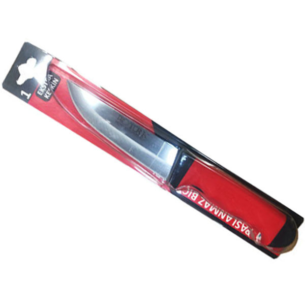 Pro Turk Stainless Steel Kitchen Knife with Red-Black Plastic Silicone Handle, No. 1