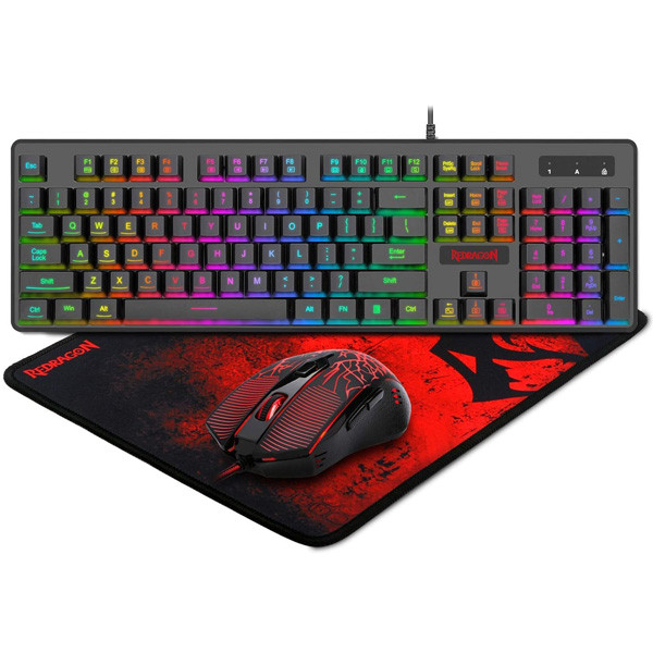 Redragon S107 Gaming Keyboard and Mouse Combo + Large Mouse Pad (Keyboard Mouse Mousepad Set)