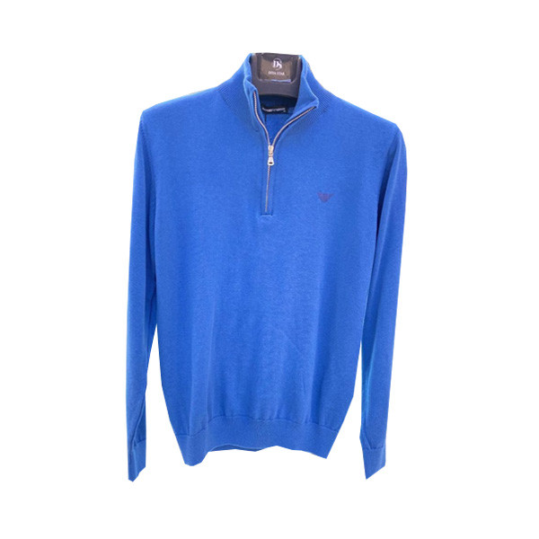 Emporio Armani Casual Fit Sweater for Men with Neck Zipper, in 3 Colors (Green, Red & Blue Light)