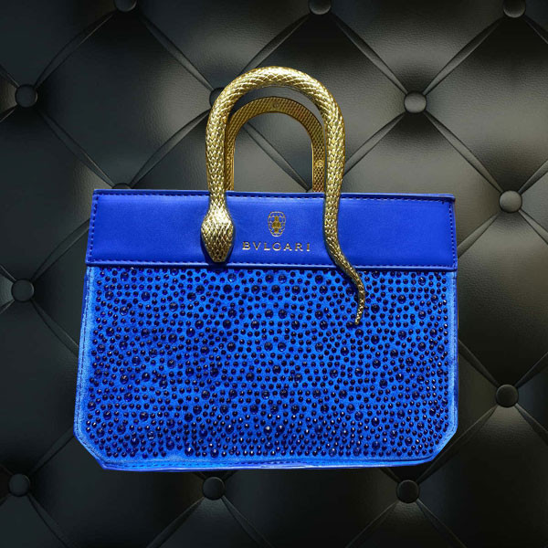 Bvlgari Logo Tote (Style) Master Copy Women Handbag with Golden Color Snake Handle & Strass Decoration in Various Colors