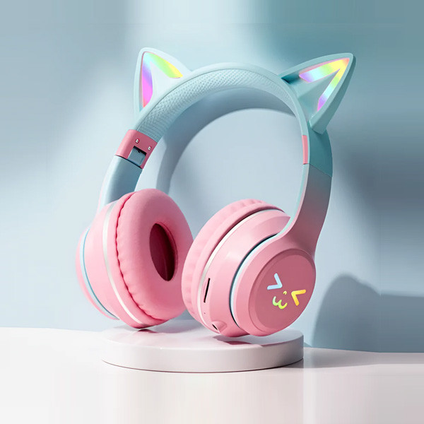OEM Cat Ears Colorful Glow Wireless Headset in 3 Color Combinations