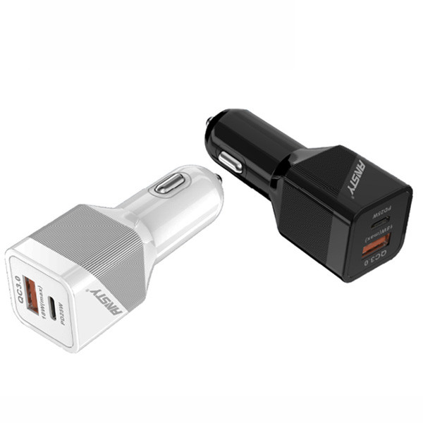 Ansty Car Charger Smart USB+PD, Colors: Black & White, Model No. CAR-019