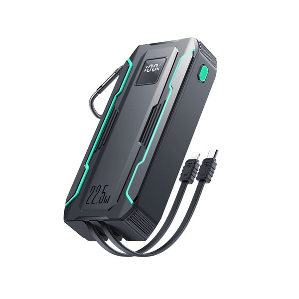 Joyroom Power Bank, 22.5W 20000mAh, with Built-in USB-C/Lightning Cables, Black Color, Model No. JR-L018