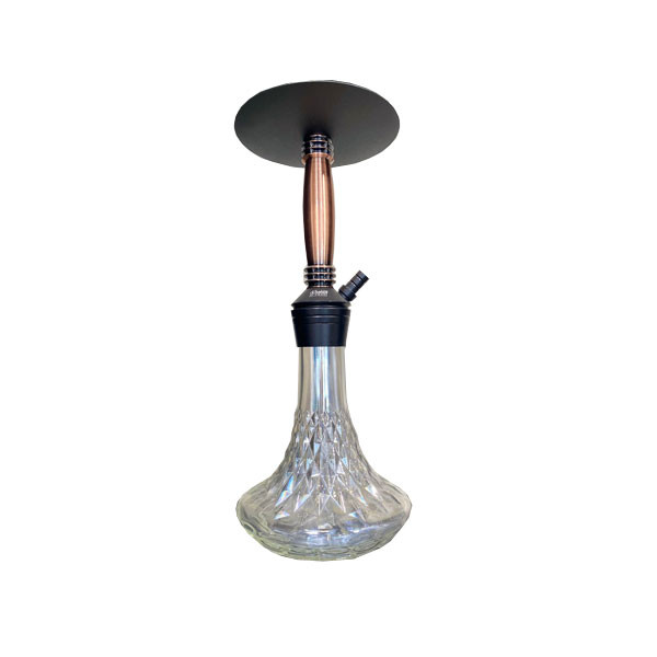 Small Size Hookahs, with Glass Base, with Metallic Top, Al Amasi Vent Valve, in Black, Bronze & Purple-Gold Color Body